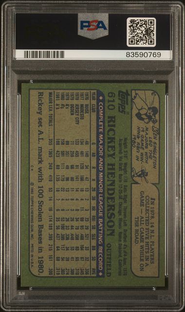 1982 Topps Rickey Henderson #610 PSA/DNA AUTO 10