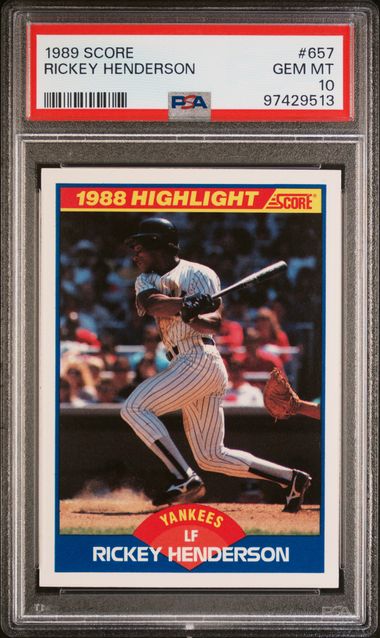 1989 Score #657 Rickey Henderson PSA 10 GEM MT