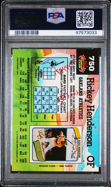 1992 Topps Stadium Club #750 Rickey Henderson PSA 10 GEM MT