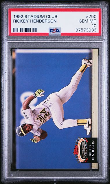 1992 Topps Stadium Club #750 Rickey Henderson PSA 10 GEM MT