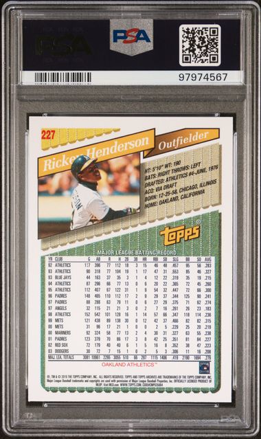 2019 Topps Archives #227 Rickey Henderson PSA 10 GEM MT