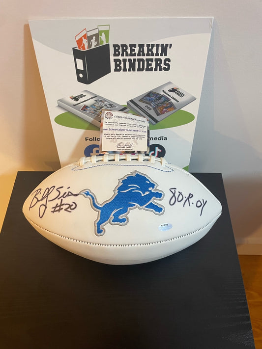 Billy Sims Autographed Football - Detroit Lions - 1980 NFL ROY