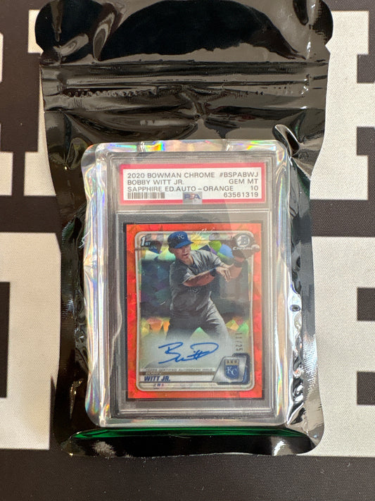 2020 Bowman Chrome Bobby Witt Jr. Sapphire Auto Orange PSA 10 GEM MT Breakin' Binders Keychain