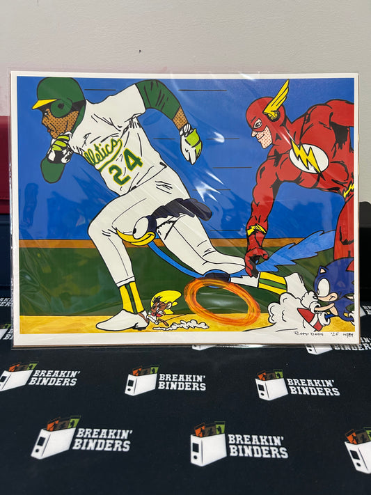 Brad Davis Art: 2025 Rickey Henderson / The Flash Giclee Print 45/94