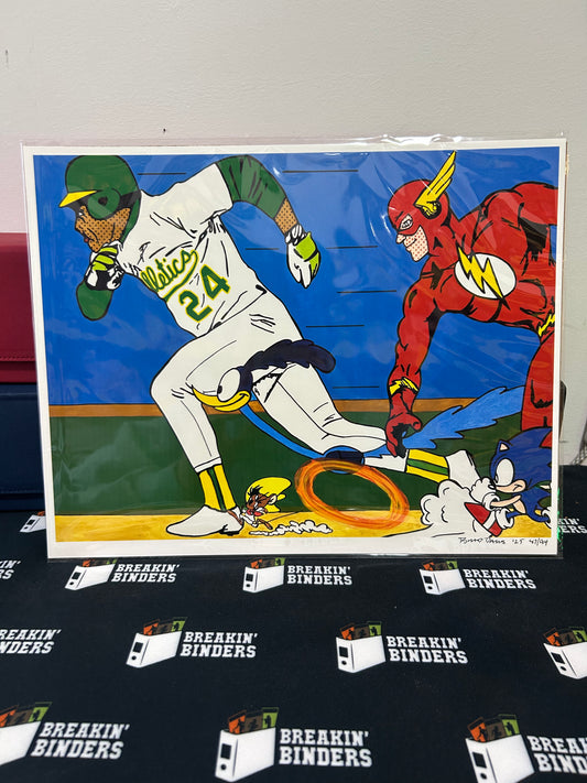 Brad Davis Art: 2025 Rickey Henderson / The Flash Giclee Print 47/94