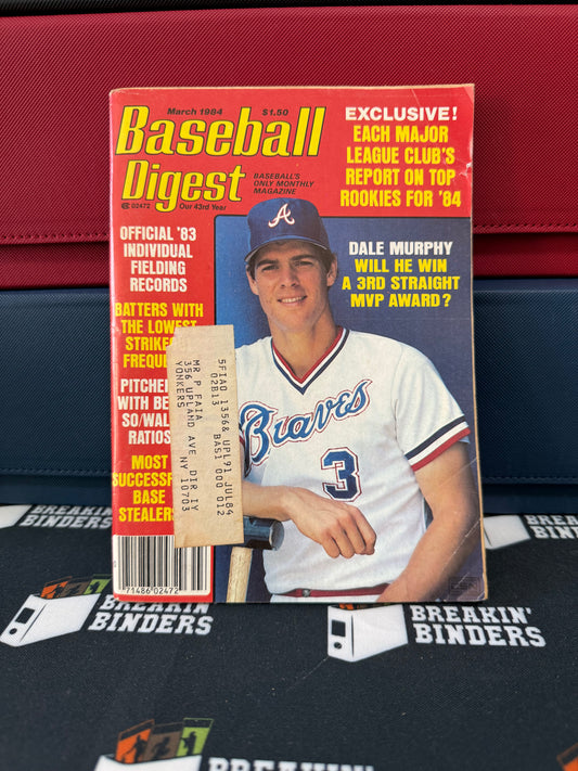 Baseball Digest March 1984 Issue Dale Murphy Cover (w/address label)