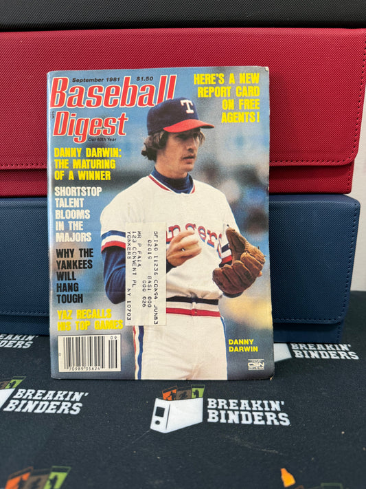 Baseball Digest September 1981 Issue Danny Darwin Cover (w/address label)
