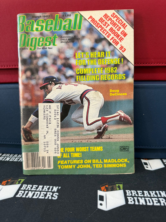 Baseball Digest March 1983 Issue Doug DeCinces Cover (w/address label)