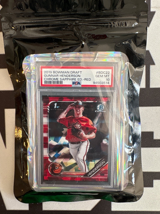 2019 Bowman Draft Gunnar Henderson Chrome Sapphire Red #BDC22 PSA 10 GEM MT Breakin' Binders Keychain
