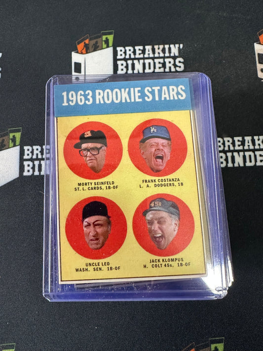 Seinfeld Parody 1963 Rookie Stars Card: Morty Seinfeld, Frank Costanza, Uncle Leo, Jack Klompus
