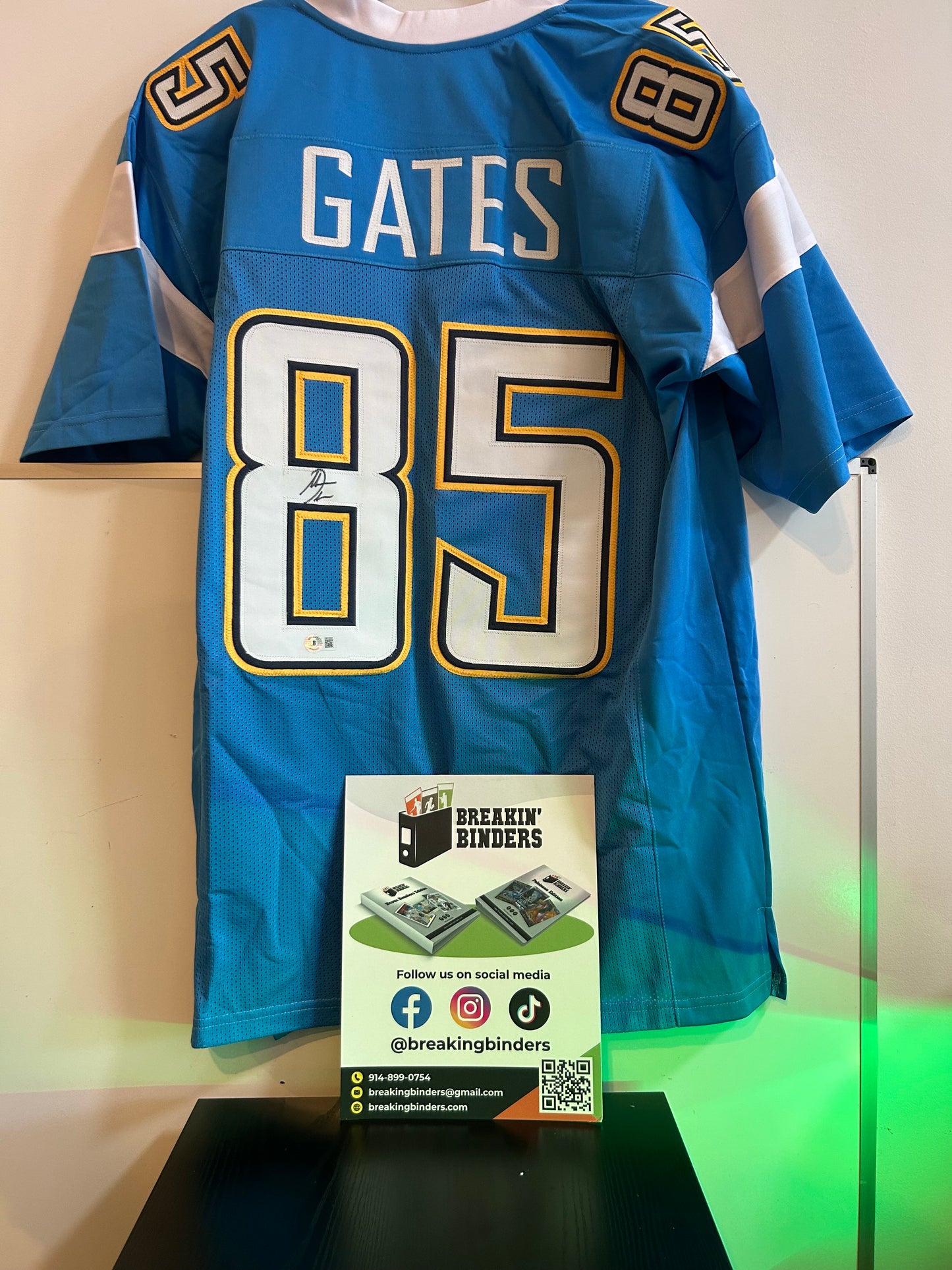 Antonio Gates San Diego Chargers Autographed Jersey Beckett Certified FRAMED W/TWO SLABS