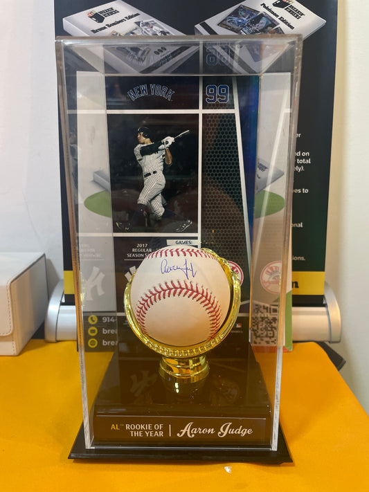 Aaron Judge Autographed Baseball in Rookie of the Year Display Case