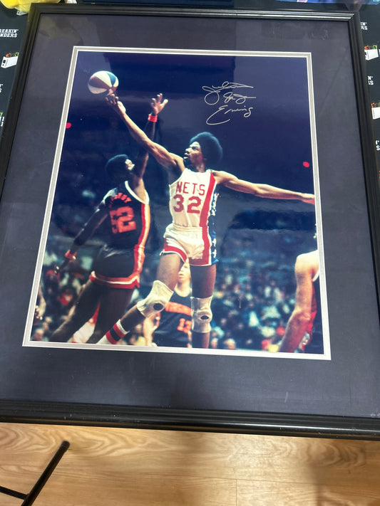 Julius Erving Dr. J New Jersey Nets Autographed Framed 16x20 Photo 5-Star Authenticated