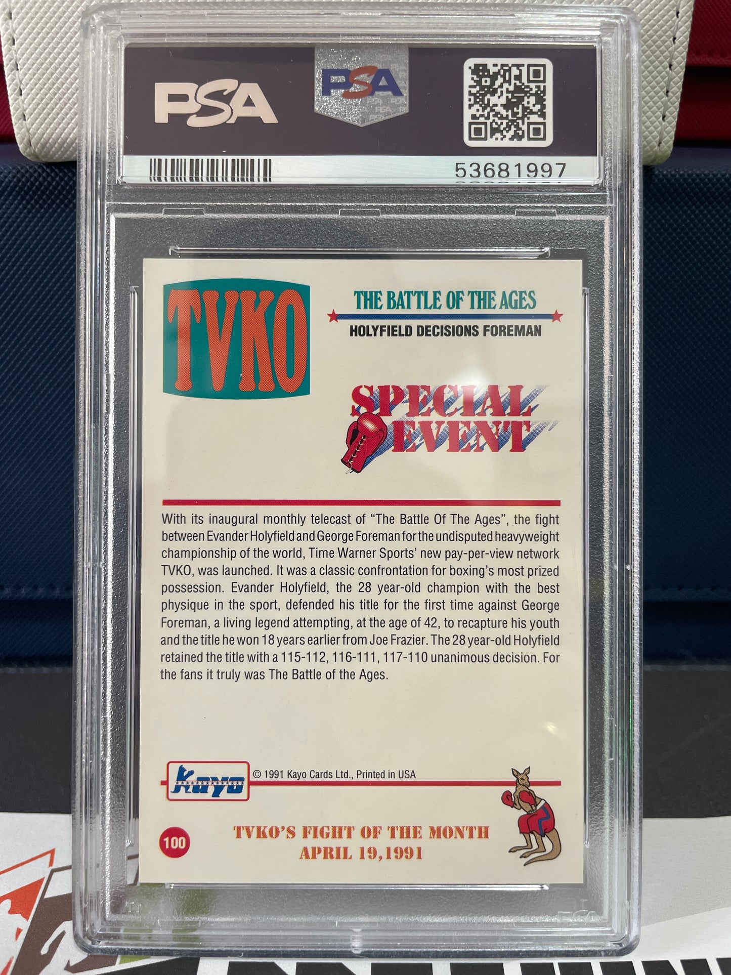 1991 Battle Of The Ages Holyfield vs Foreman Hologram #100 PSA 9 MINT