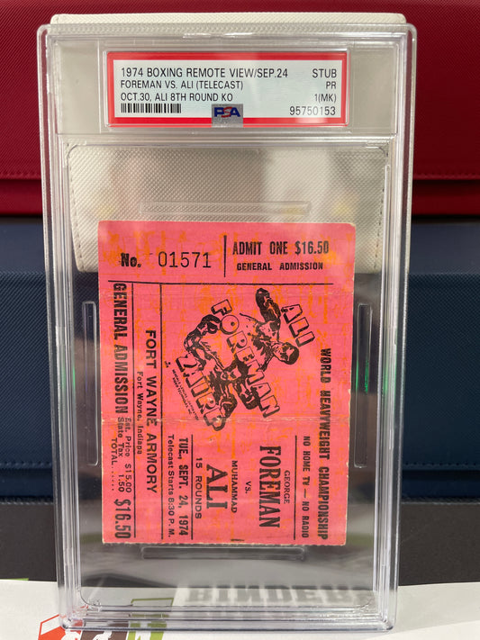 1974 "Rumble In The Jungle" Boxing Ticket Muhammad Ali/George Foreman Fight PSA