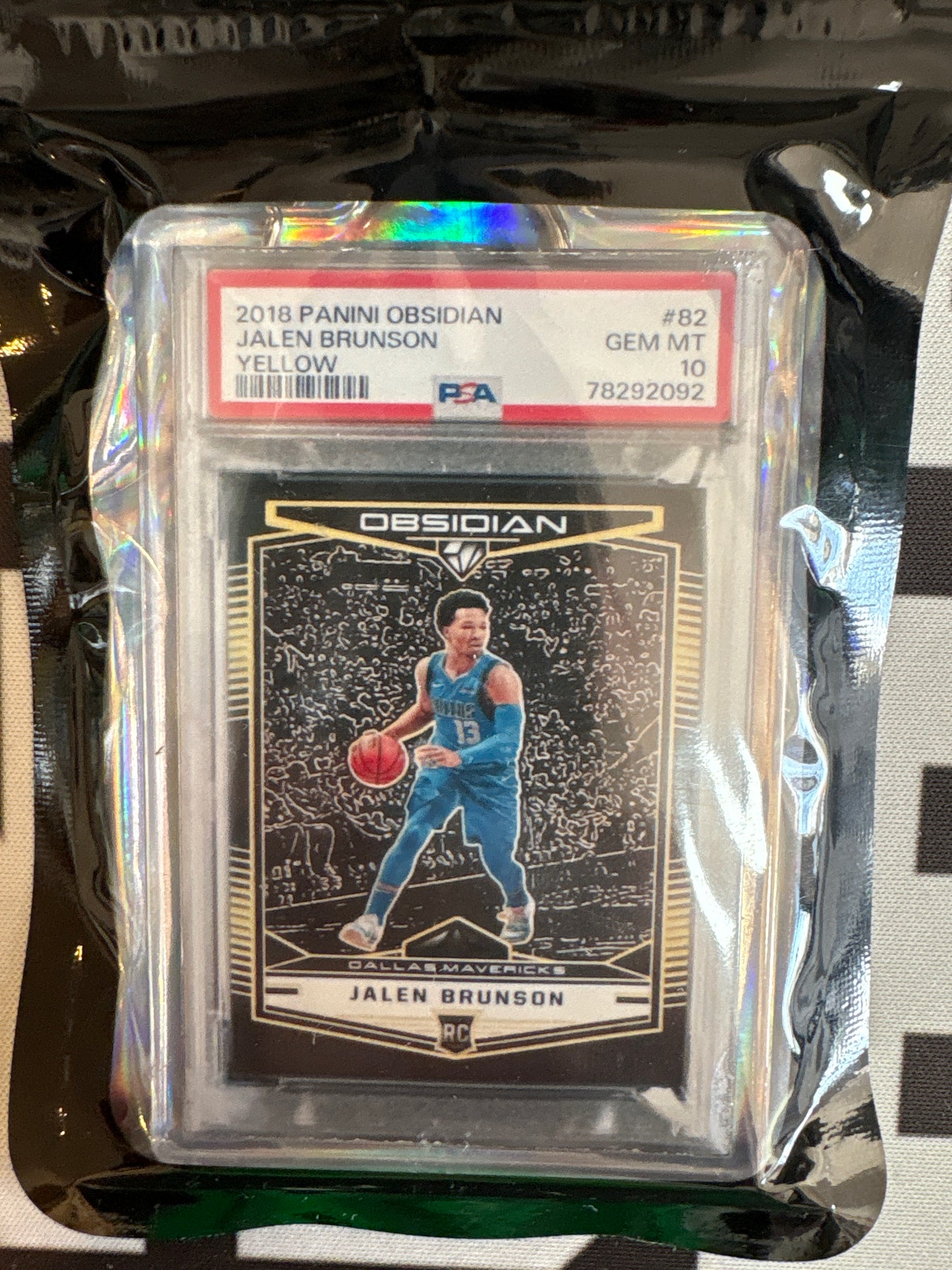 2018 Panini Obsidian Jalen Brunson Yellow #82 PSA 10 GEM MT Breakin' Binders Keychain