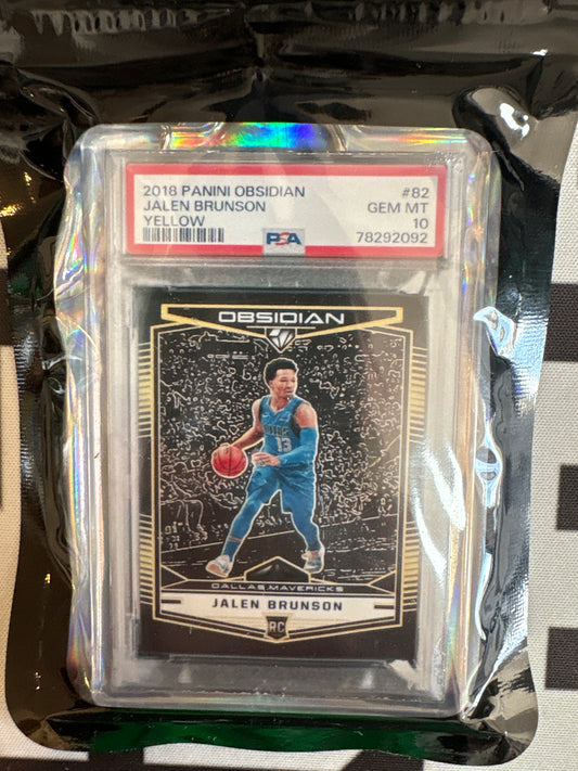 2018 Panini Obsidian Jalen Brunson Yellow #82 PSA 10 GEM MT Breakin' Binders Keychain