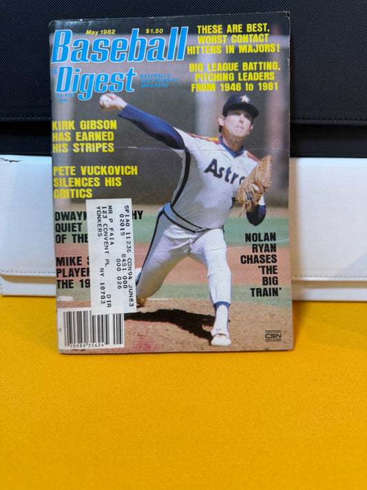 Baseball Digest May 1982 Issue Nolan Ryan Cover (w/address label)