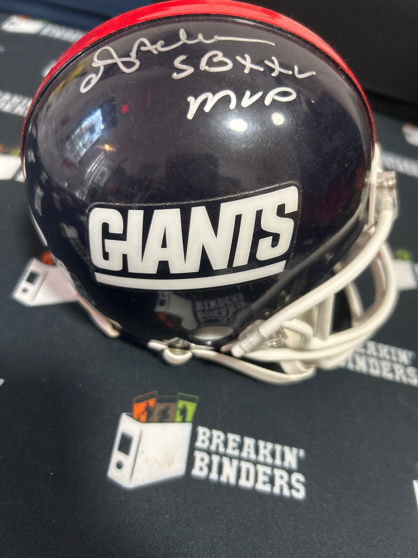 Ottis Anderson New York Giants Super Bowl MVP Autographed Blue Mini Helmet JSA Certified