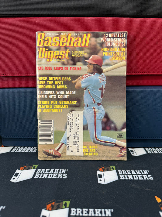 Baseball Digest November 1981 Issue Pete Rose Cover (w/address label)