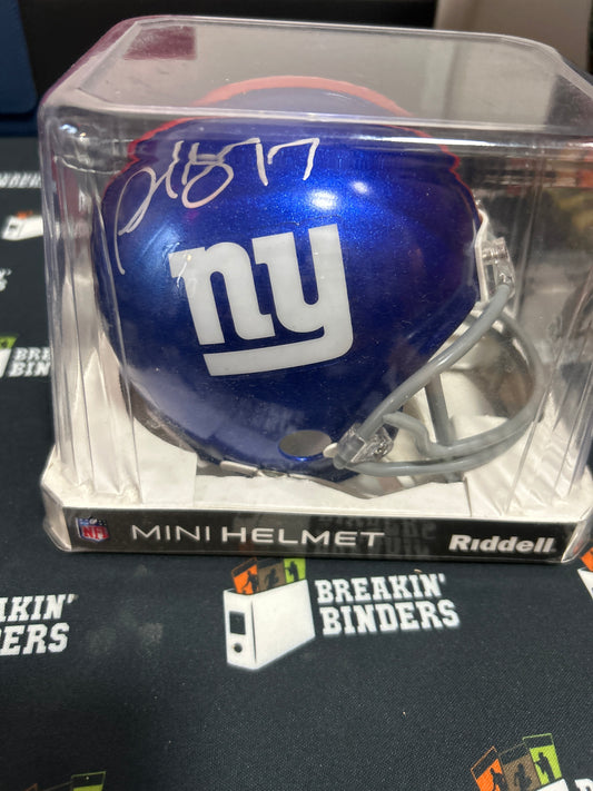 Plaxico Burress New York Giants Autographed Blue Mini Helmet JSA Certified