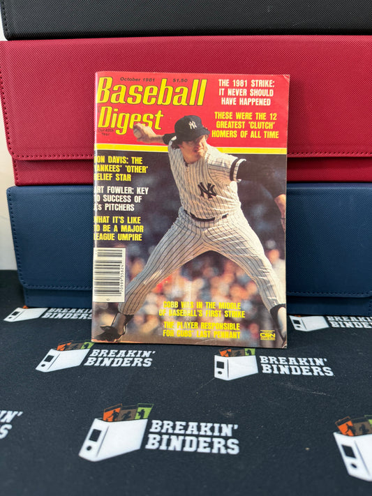 Baseball Digest October 1981 Issue Ron Davis Yankees Cover