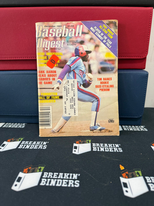 Baseball Digest December 1981 Issue Tim Raines Cover (w/address label)