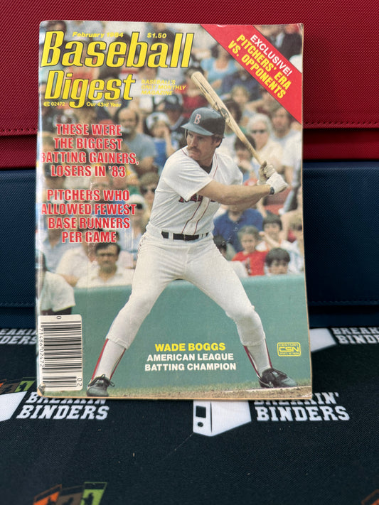 Baseball Digest February 1984 Issue Wade Boggs Cover