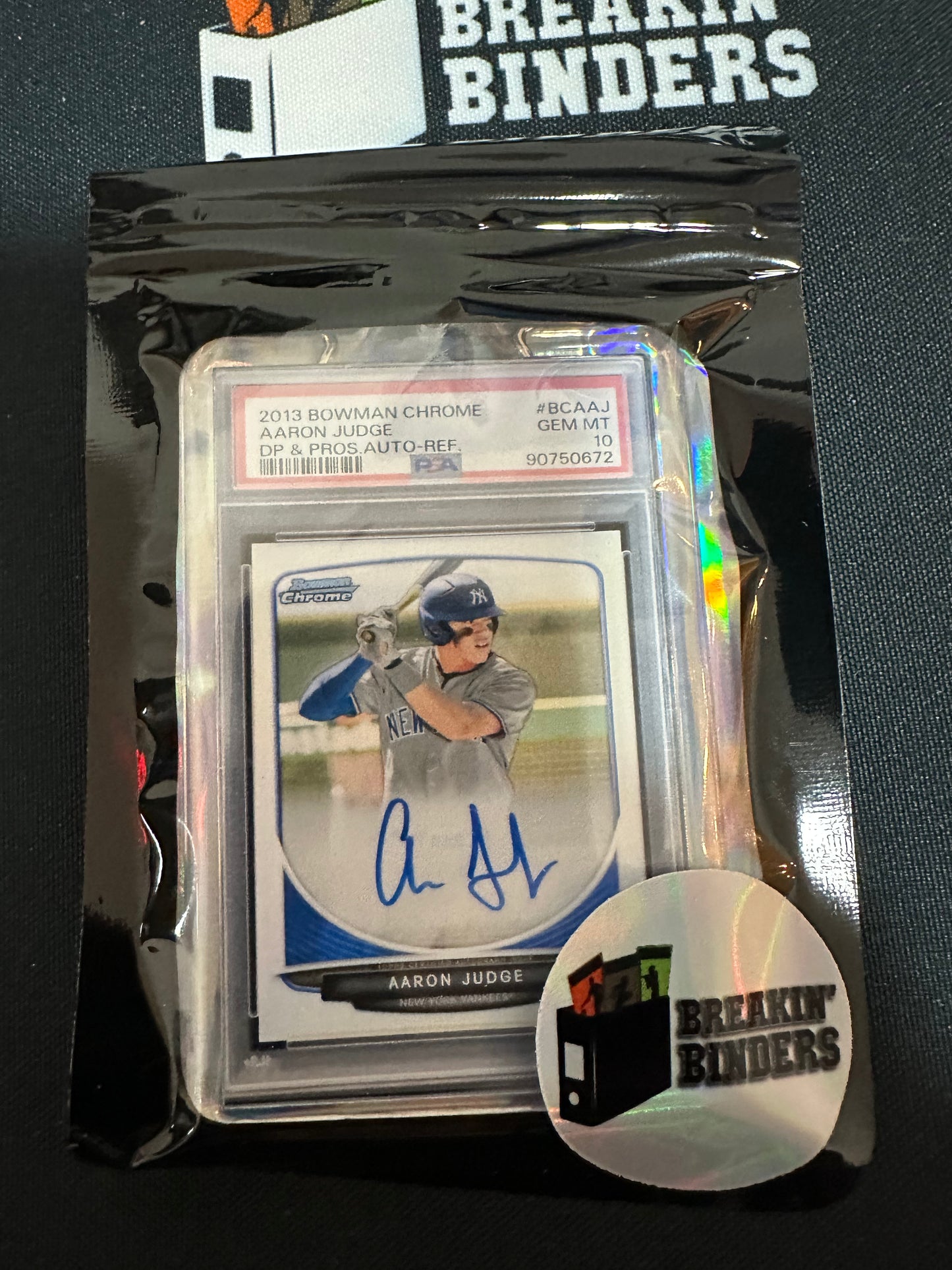2013 Bowman Chrome Aaron Judge Auto PSA 10 GEM MT Breakin' Binders Keychain