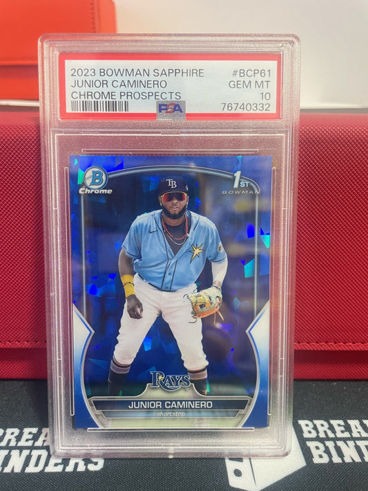 2023 Bowman Sapphire Junior Caminero Chrome Prospects #BCP61 PSA 10 GEM MT
