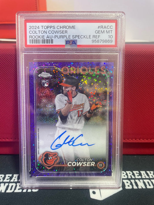 2024 Topps Chrome Colton Cowser Rookie Auto - Purple Speckle Ref #RACC PSA 10 GEM MT