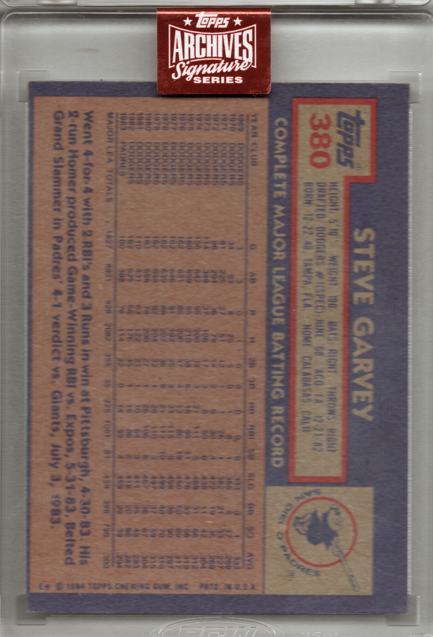2023 Topps Archives Signatures Steve Garvey Auto #380 20/99