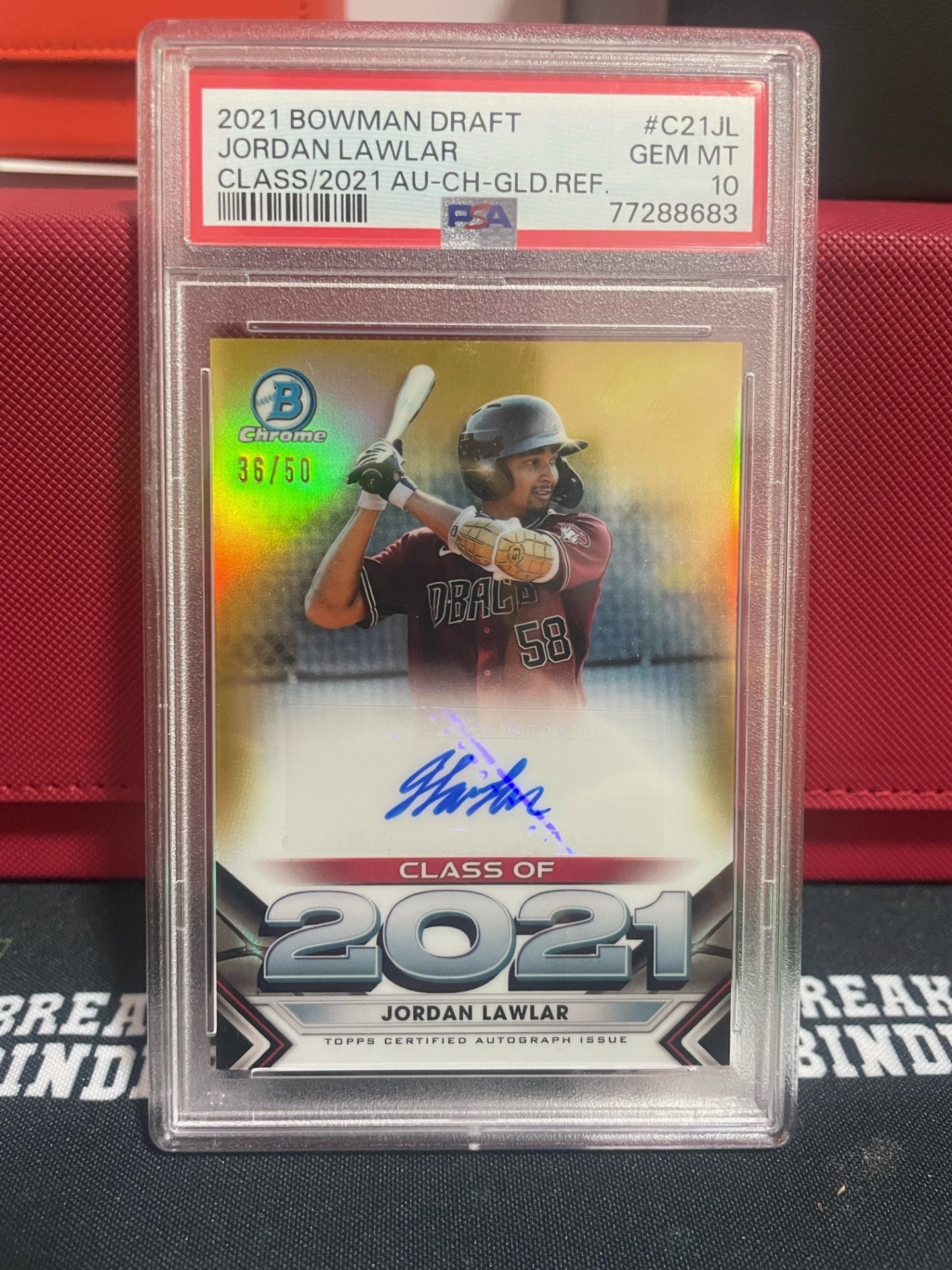 2021 Bowman Draft Jordan Lawlar Class of 2021 Auto #C21JL 36/50 PSA 10 GEM MT