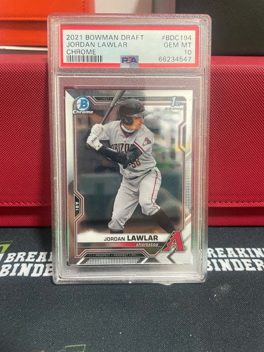 2021 Bowman Draft Jordan Lawlar Chrome #BDC194 PSA 10 GEM MT