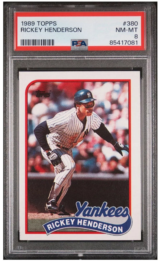 1989 Topps #380 Rickey Henderson PSA 8 NM-MT