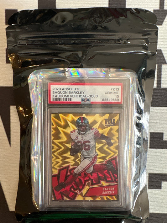 2023 Absolute Saquon Barkley Kaboom! Vertical Gold #K13 PSA 10 GEM MT Breakin' Binders Keychain