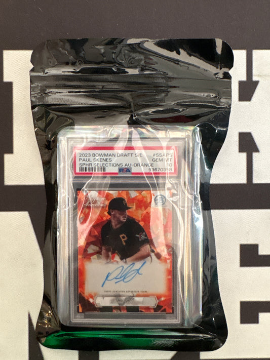 2023 Bowman Draft Paul Skenes Sapphire Auto Orange PSA 10 GEM MT Breakin' Binders Keychain