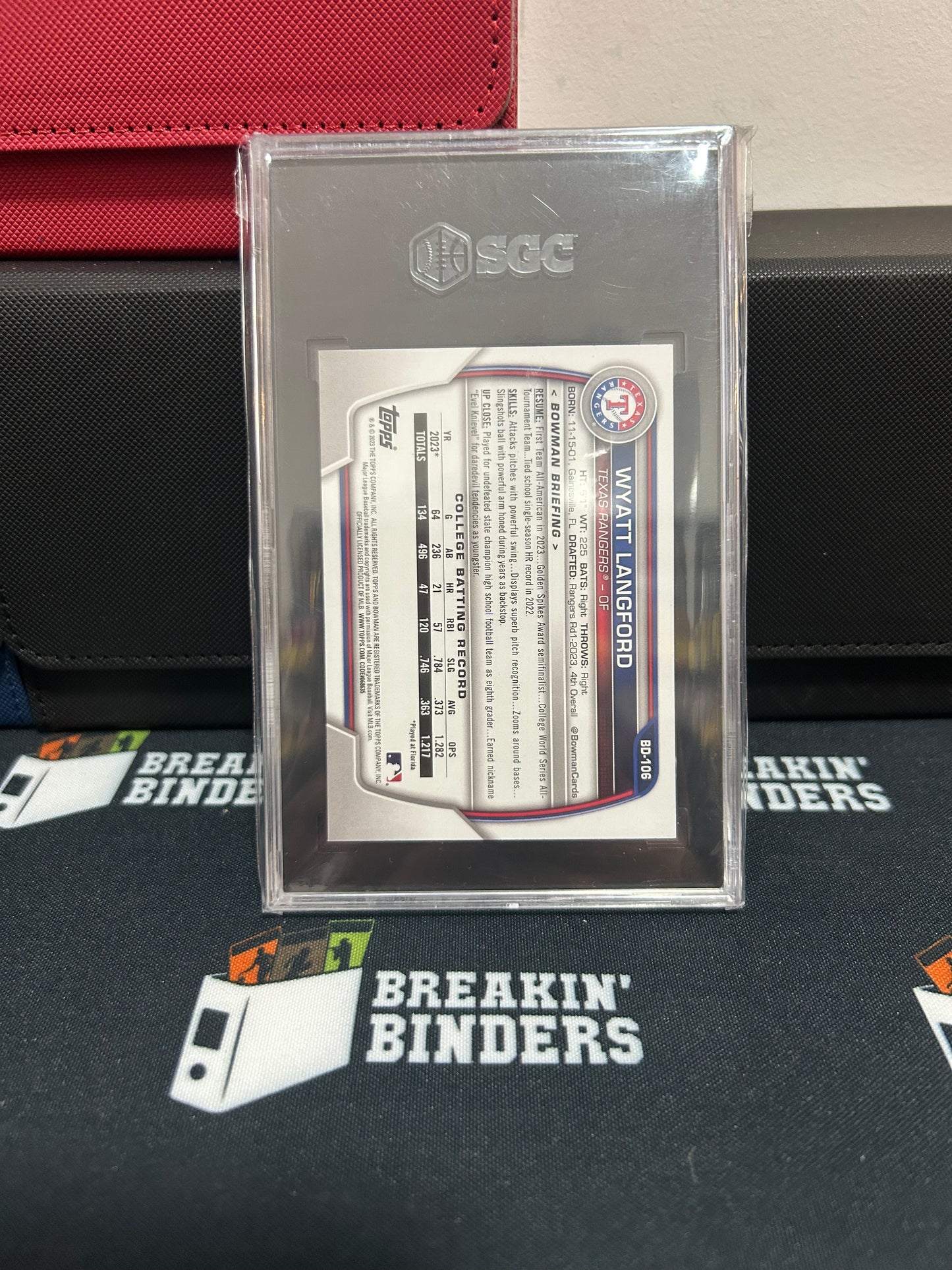 2023 Bowman Draft #BD-106 Wyatt Langford SGC 10 GM GEM MINT