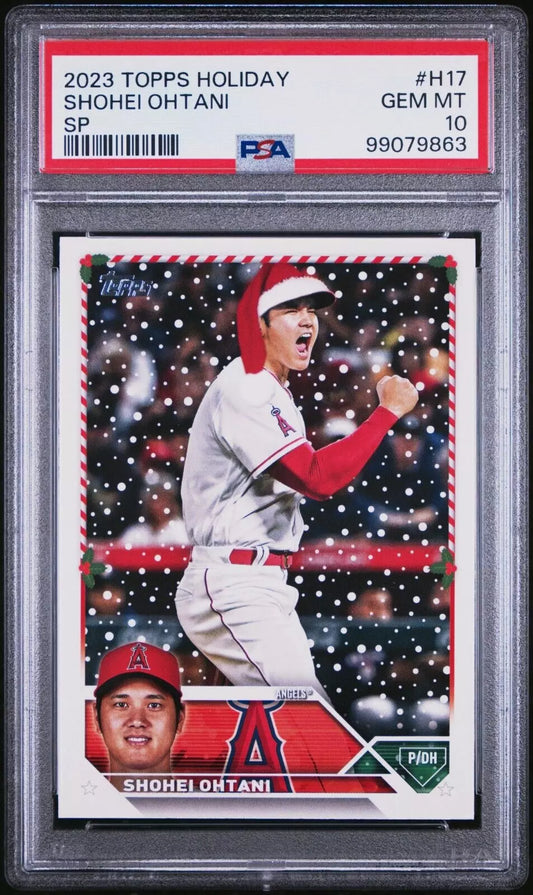 Shohei Ohtani 2023 Topps Holiday "SP - Santa Hat" #17 - PSA 10 - GEM MINT #99079863