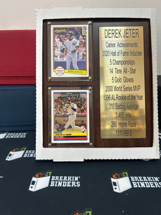 Derek Jeter 8 x 10 2-card Career Highlights plaque w/Topps Season Highlights card