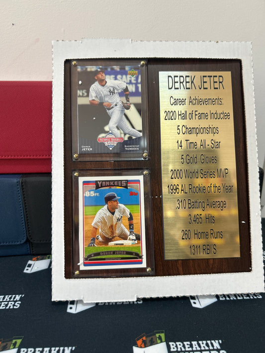 Derek Jeter 8x10 2-card Career Highlights plaque w/Upper Deck card