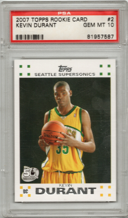 2007 Topps Kevin Durant Rookie Card RC #2 PSA 10 GEM MINT