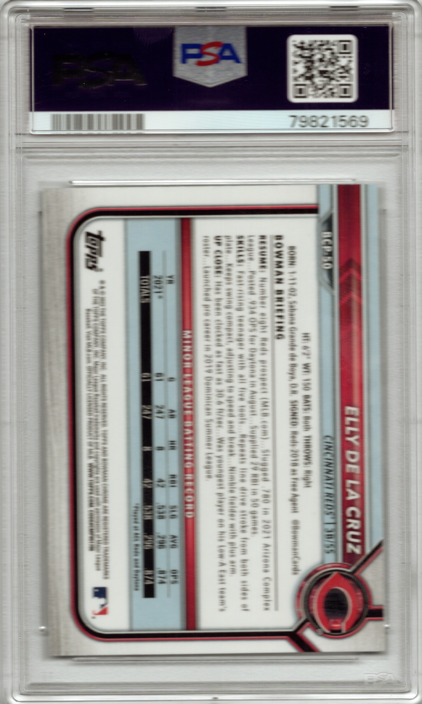 2022 Bowman Chrome Prospects Elly De La Cruz #BCP50 PSA 10 GEM MINT