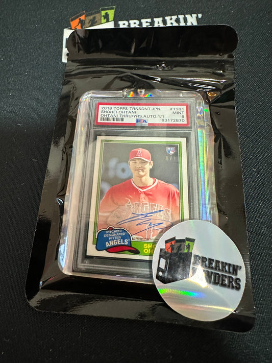 2018 Topps Transcendent Japan Shohei Ohtani Auto 1/1 PSA 9 MINT Breakin' Binders Keychain