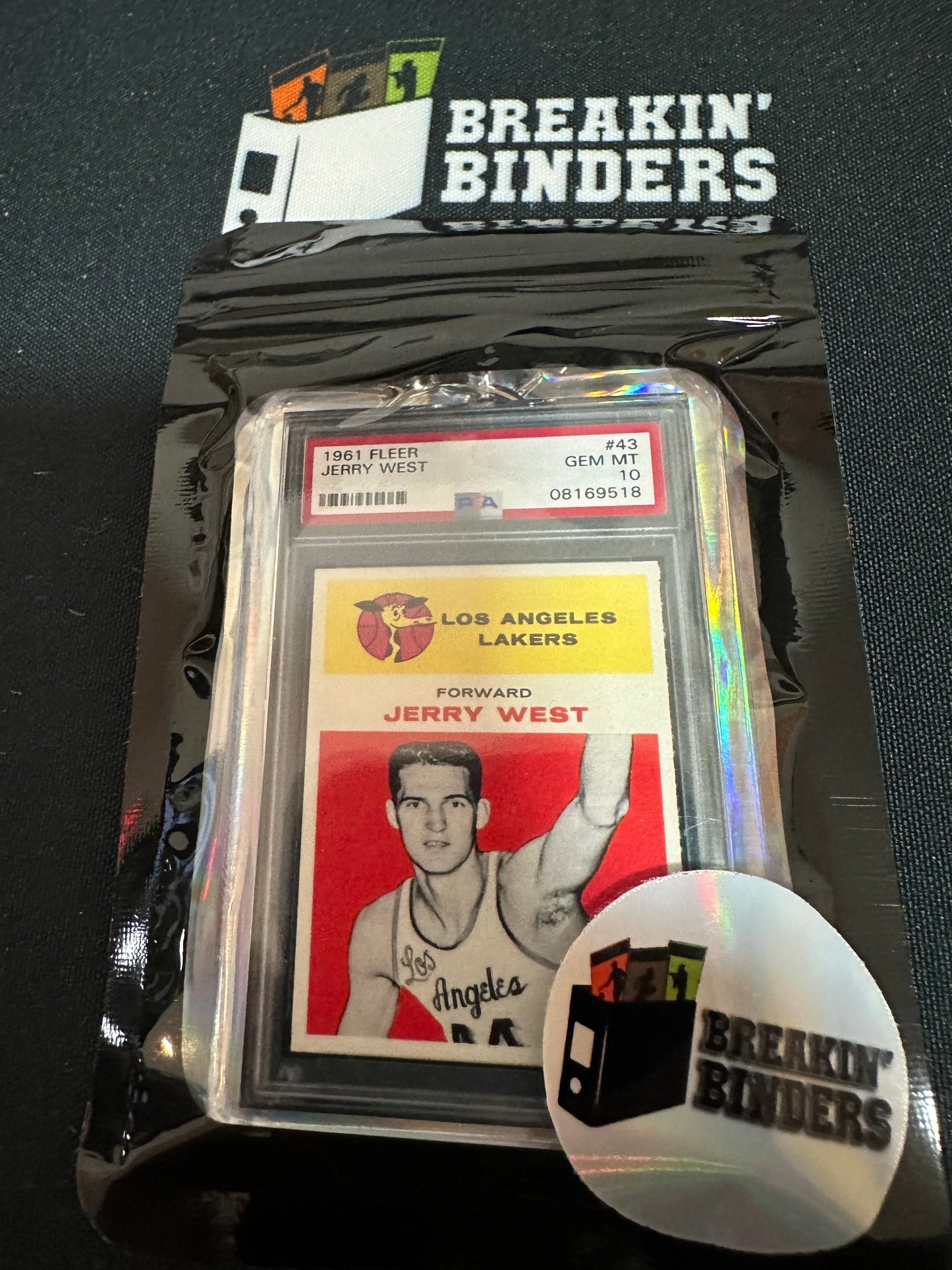 1961 Fleer Jerry West PSA 10 GEM MT Breakin' Binders Keychain