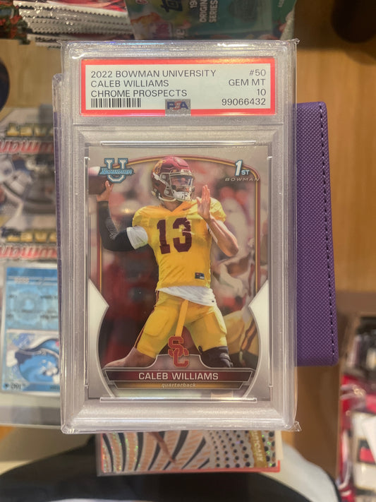 2022 Bowman University Caleb Williams Chrome Prospects #50 PSA 10 GEM MT