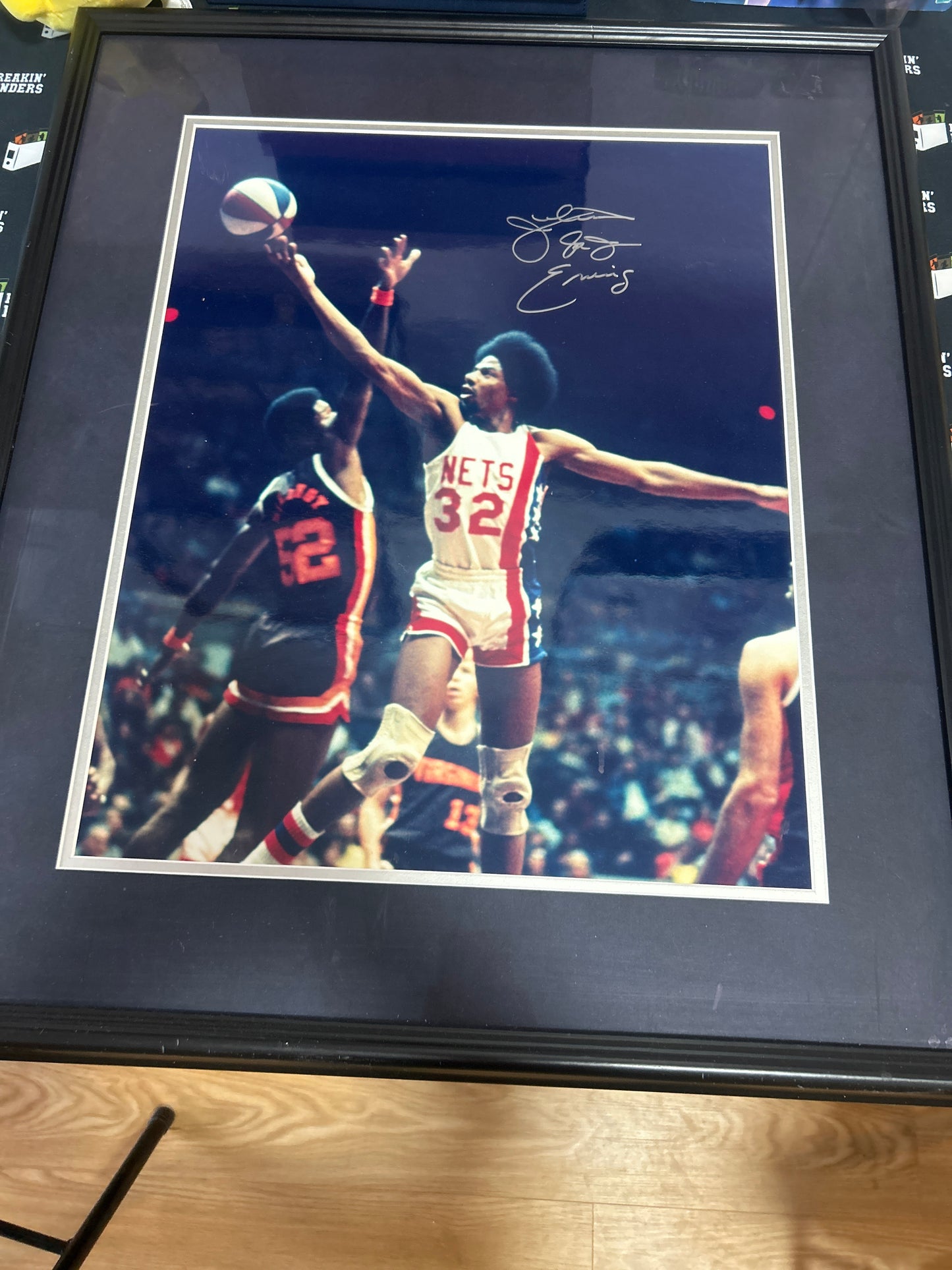 Julius Erving Dr. J New Jersey Nets Autographed Framed 16x20 Photo 5-Star Authenticated