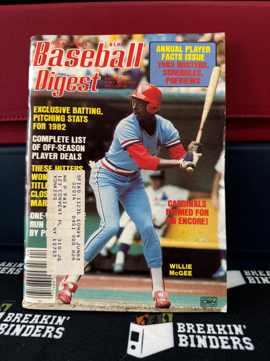 Baseball Digest April 1983 Issue Willie McGee Cover (w/address label)