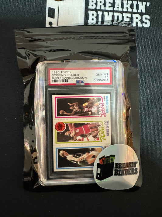 1980 Topps Scoring Leaders Larry Bird Julius Erving Magic Johnson PSA 10 GEM MT Breakin' Binders Keychain