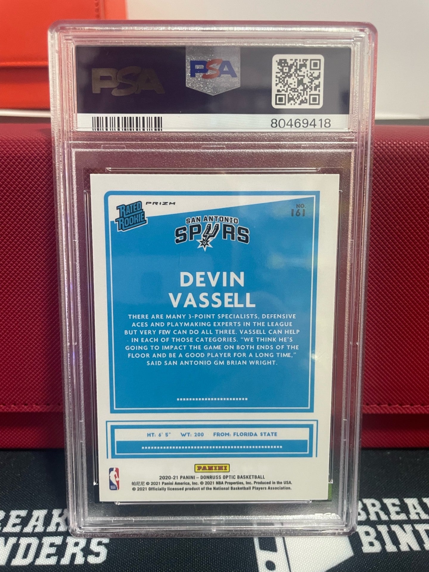 2020 Donruss Optic Devin Vassell Holo #161 PSA 10 GEM MT